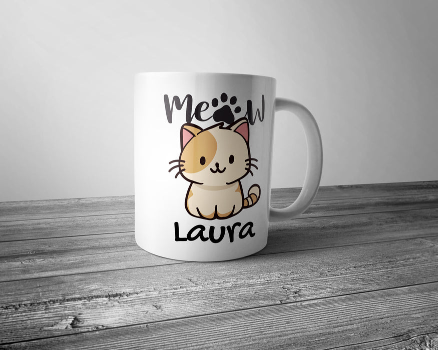 Personalised "Meow" Cat Mug – Customisable for Cat Lovers