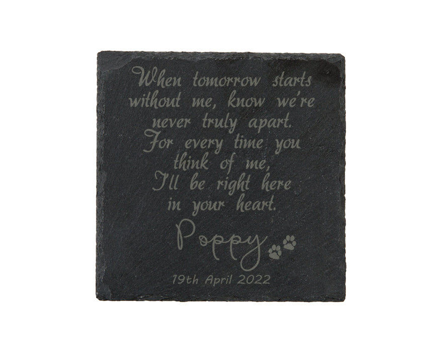 Pet Memorial Slate Coaster - Personalised Engraved Keepsake