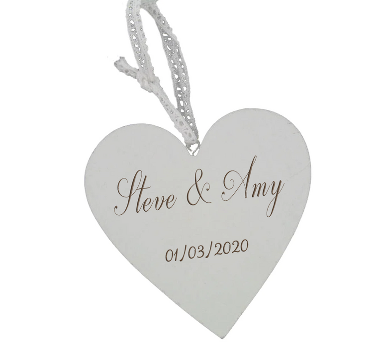 Couples Personalised - Wooden Heart - Wedding/Anniversary Gift