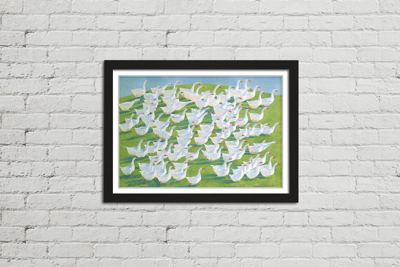 100 Geese - Framed Watercolour Print