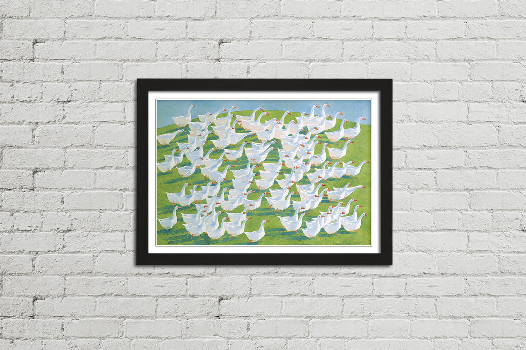 100 Geese - Framed Watercolour Print