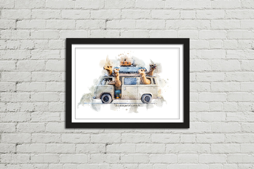 A Caravan of Camels – Framed Wall Art Print