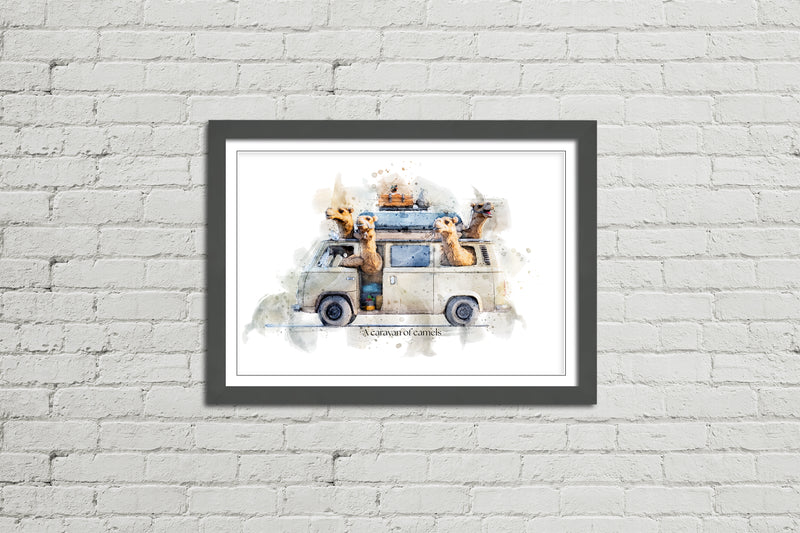 A Caravan of Camels – Framed Wall Art Print