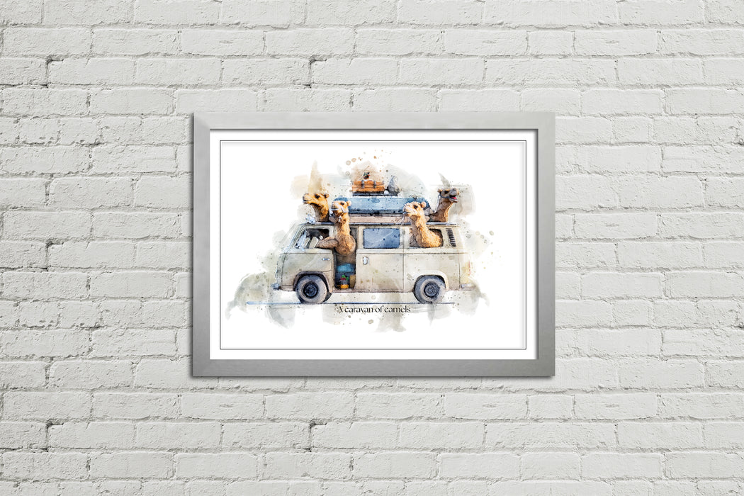 A Caravan of Camels – Framed Wall Art Print