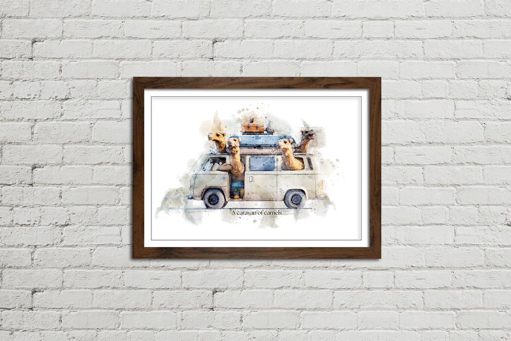 A Caravan of Camels – Framed Wall Art Print