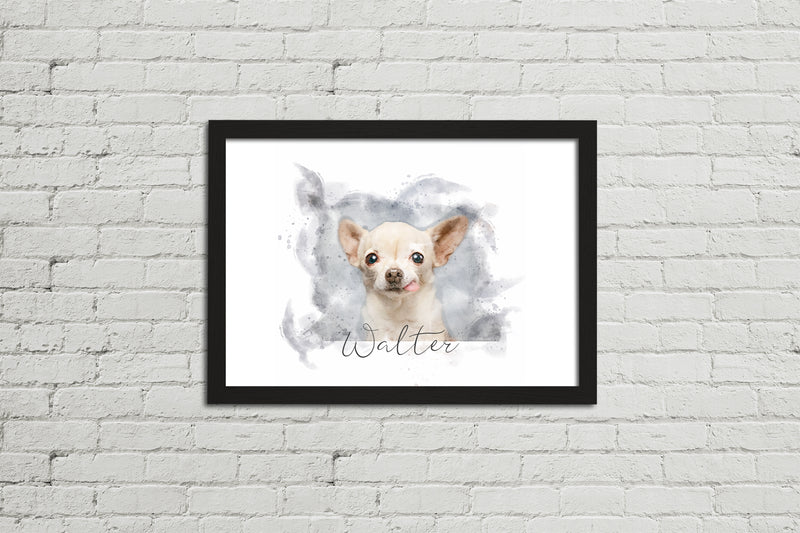 Framed Watercolour Style Pet Portrait