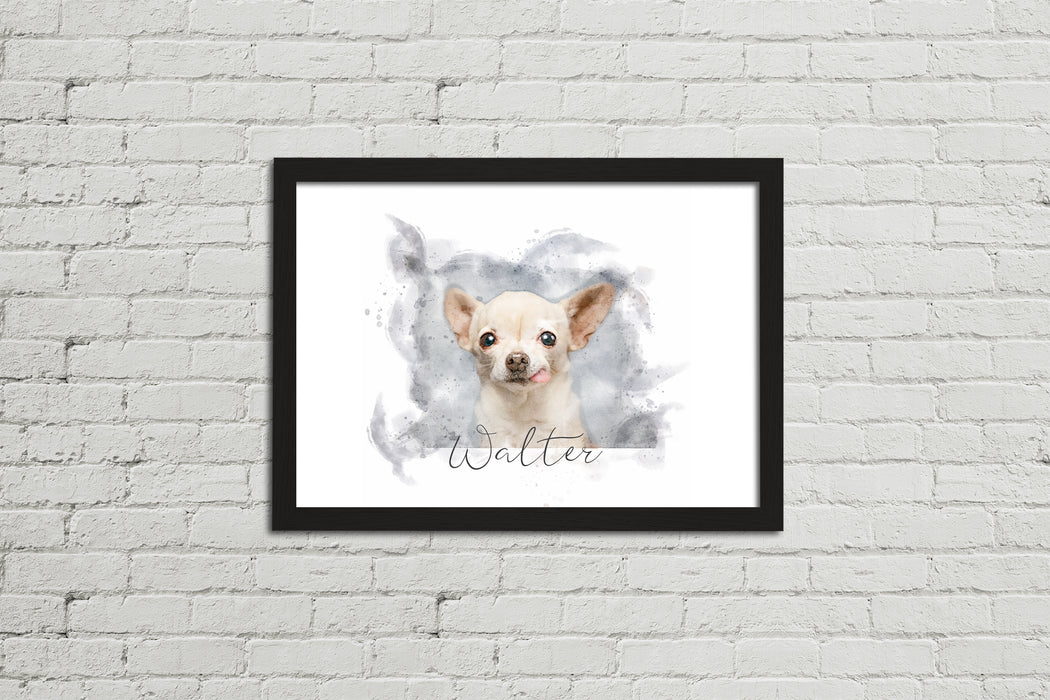 Framed Watercolour Style Pet Portrait