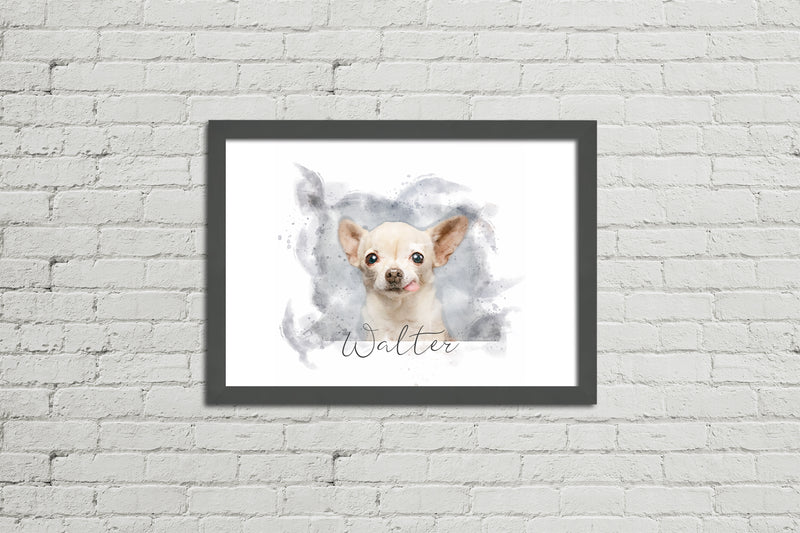 Framed Watercolour Style Pet Portrait