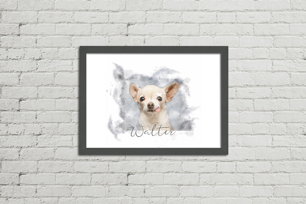 Framed Watercolour Style Pet Portrait