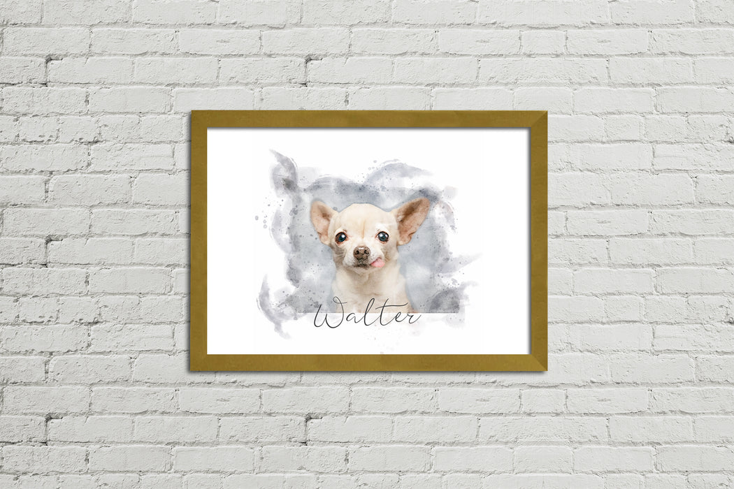 Framed Watercolour Style Pet Portrait