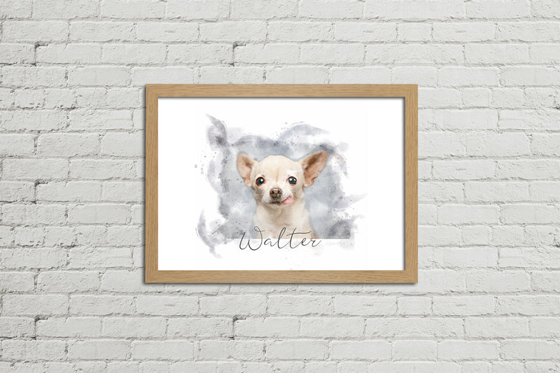 Framed Watercolour Style Pet Portrait