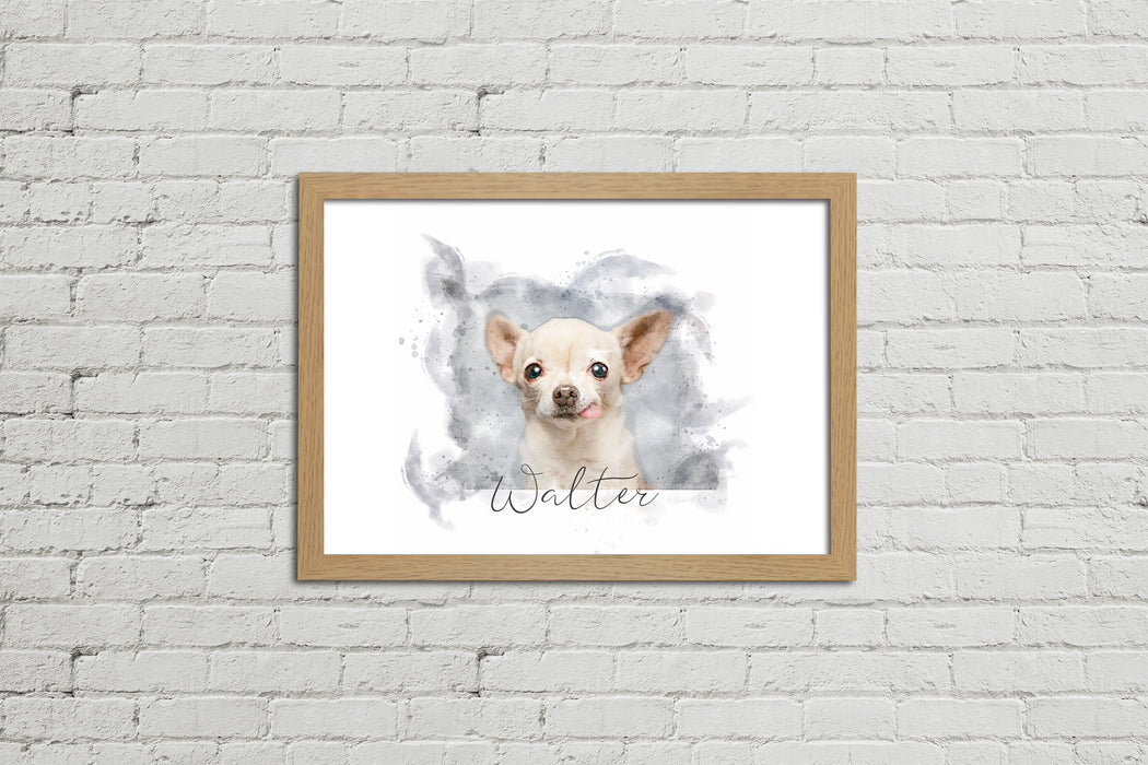 Framed Watercolour Style Pet Portrait