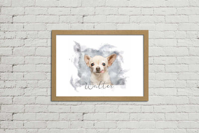 Framed Watercolour Style Pet Portrait