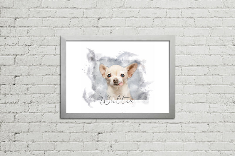 Framed Watercolour Style Pet Portrait