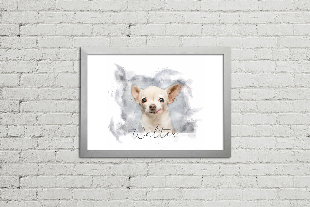 Framed Watercolour Style Pet Portrait