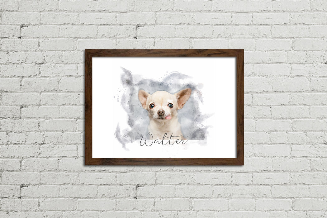 Framed Watercolour Style Pet Portrait