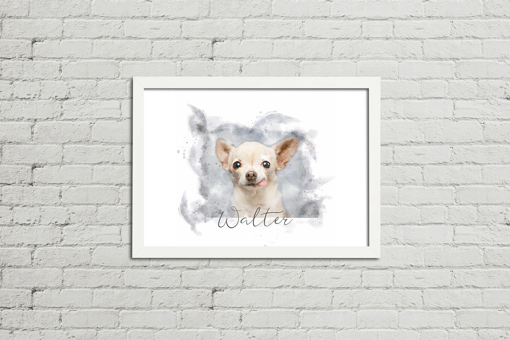 Framed Watercolour Style Pet Portrait