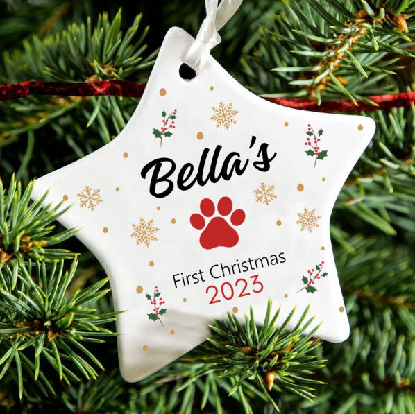 Puppy First Christmas - Ceramic Star Decoration for Dogs