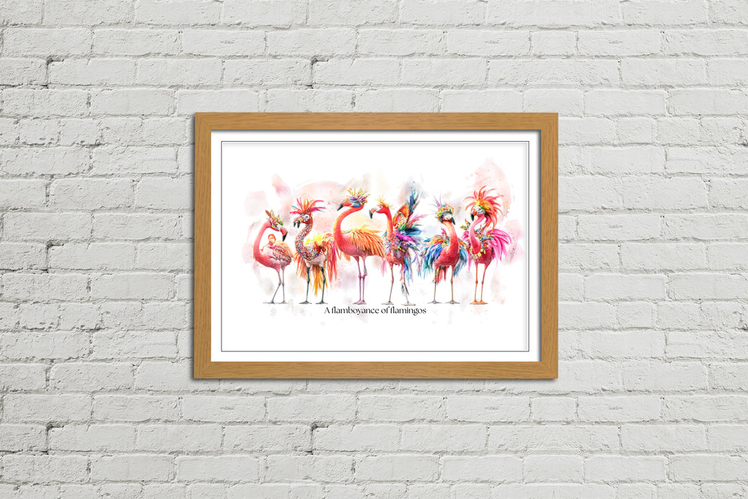A Flamboyance of Flamingos – Framed Wall Art Print