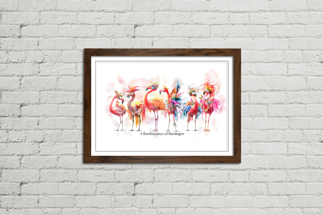 A Flamboyance of Flamingos – Framed Wall Art Print