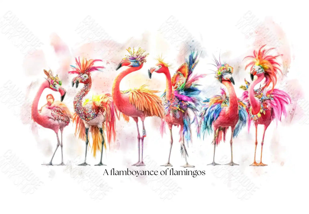 A Flamboyance of Flamingos – Framed Wall Art Print
