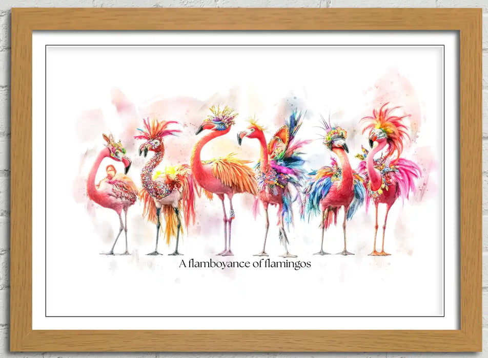 A Flamboyance of Flamingos – Framed Wall Art Print