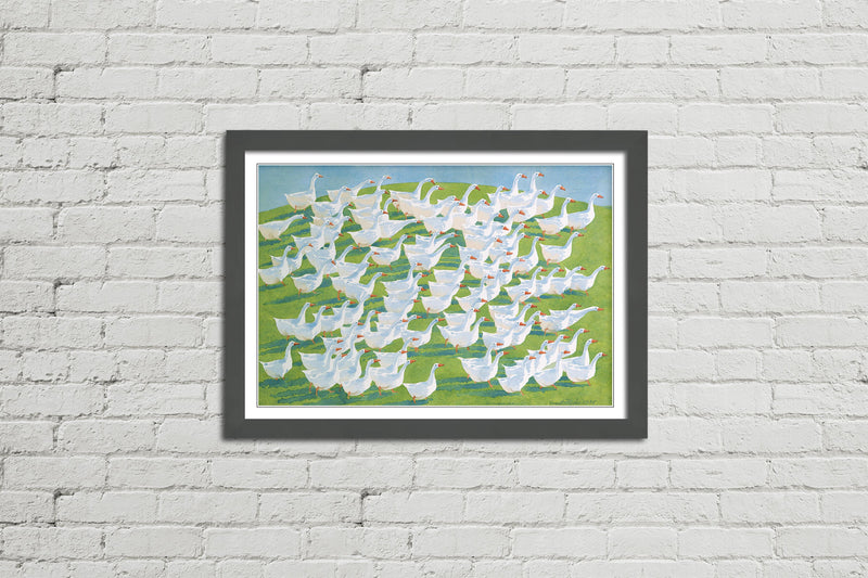 100 Geese - Framed Watercolour Print