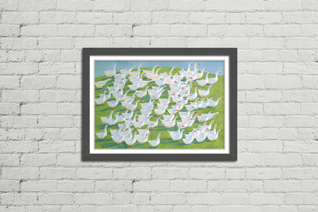 100 Geese - Framed Watercolour Print