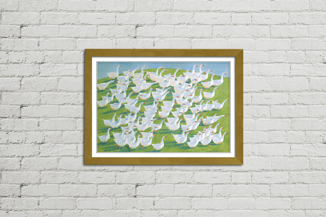 100 Geese - Framed Watercolour Print