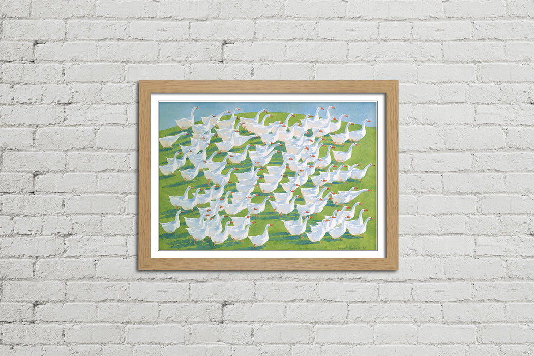 100 Geese - Framed Watercolour Print