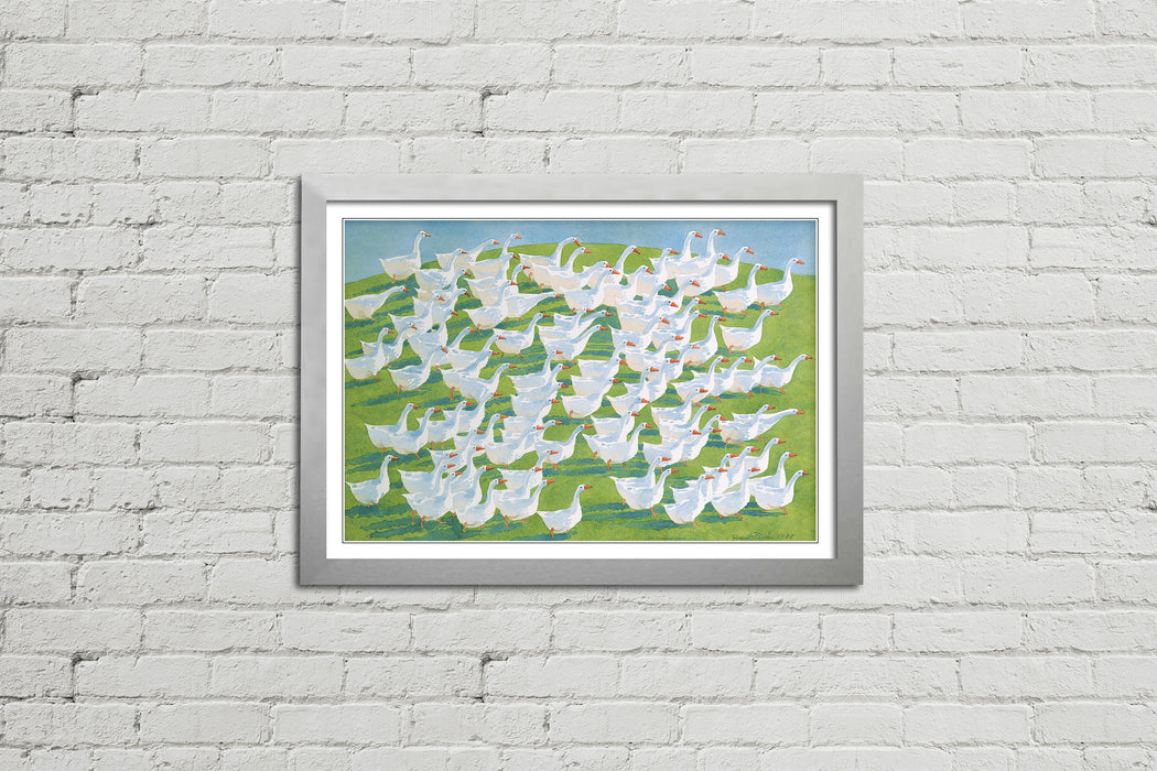 100 Geese - Framed Watercolour Print