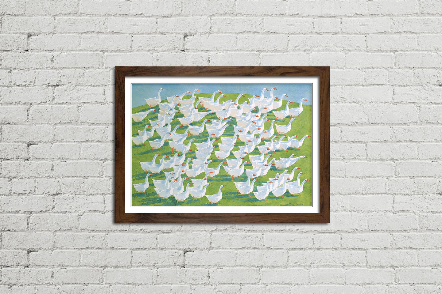 100 Geese - Framed Watercolour Print