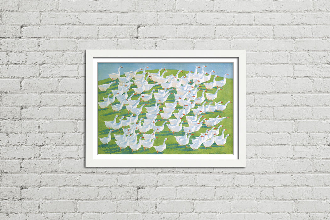 100 Geese - Framed Watercolour Print