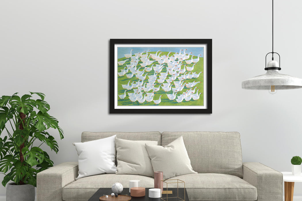 100 Geese - Framed Watercolour Print