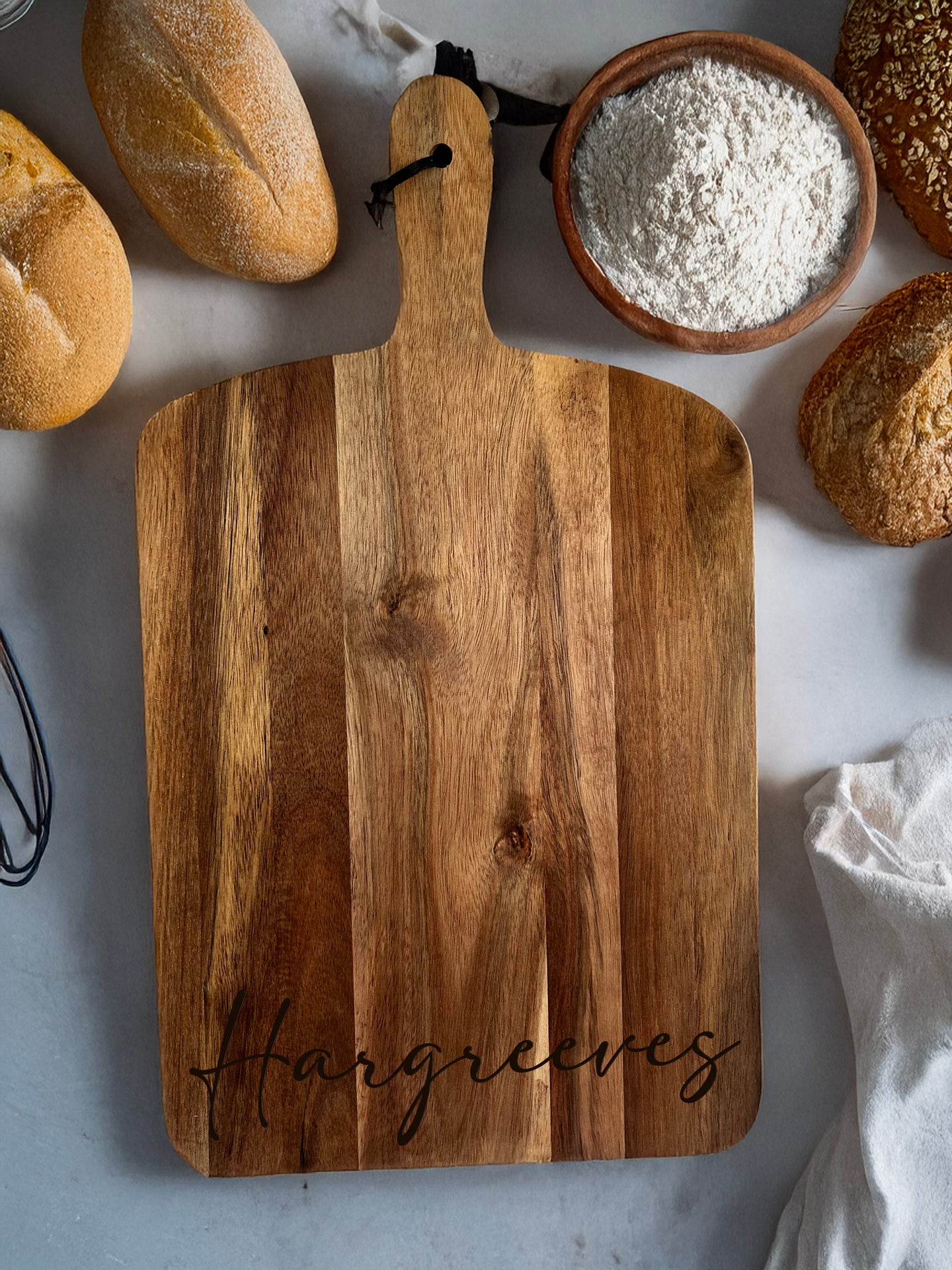 Large Acacia Serving Board - Personalised With Family Name