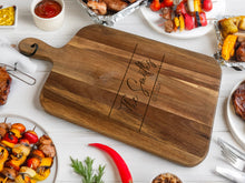 Load image into Gallery viewer, Large Acacia Serving Board - Family Name &amp; Date
