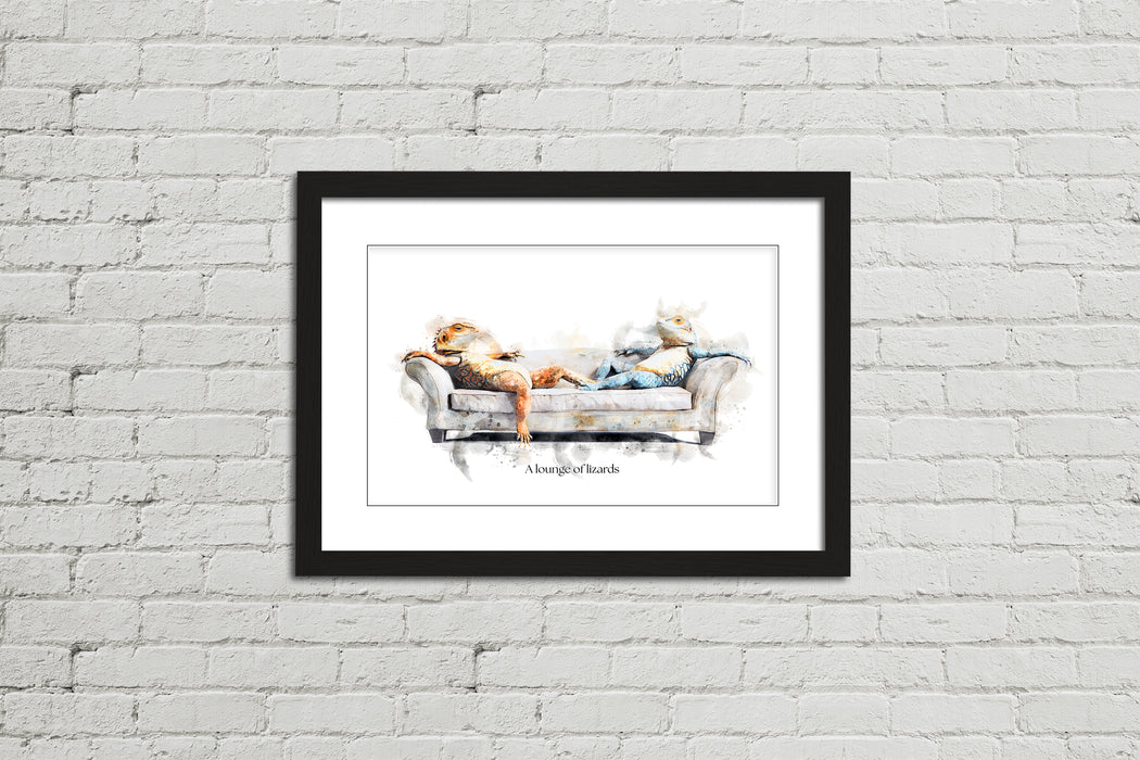 A Lounge of Lizards – Framed Wall Art Print