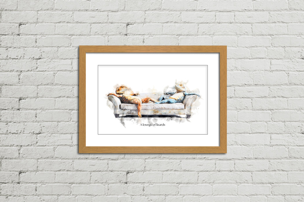 A Lounge of Lizards – Framed Wall Art Print