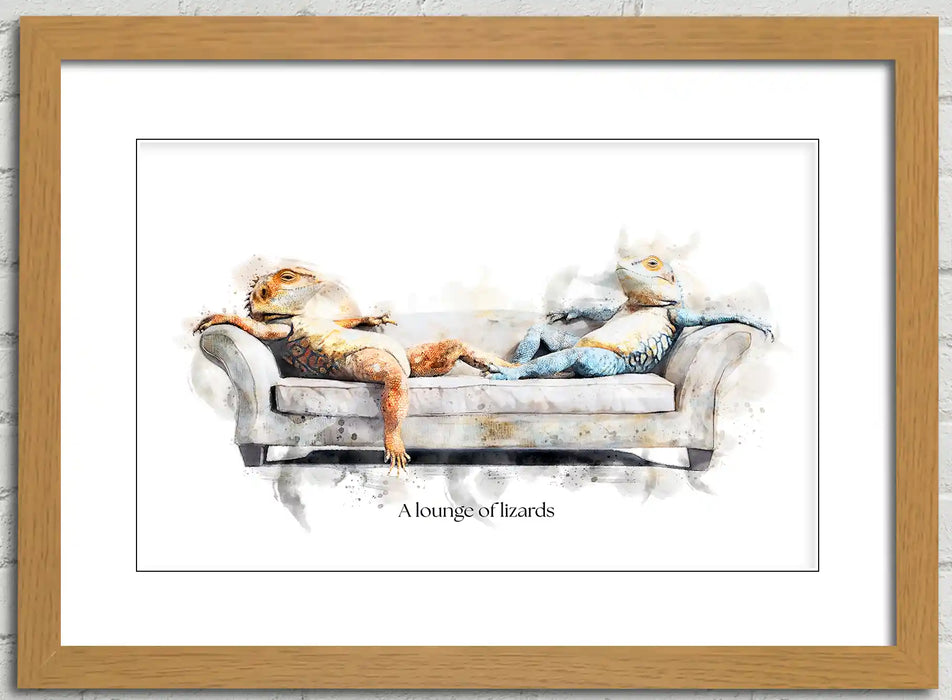 A Lounge of Lizards – Framed Wall Art Print
