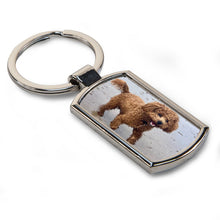 Load image into Gallery viewer, Personalised Photo - Tag Shaped Metal Key Ring
