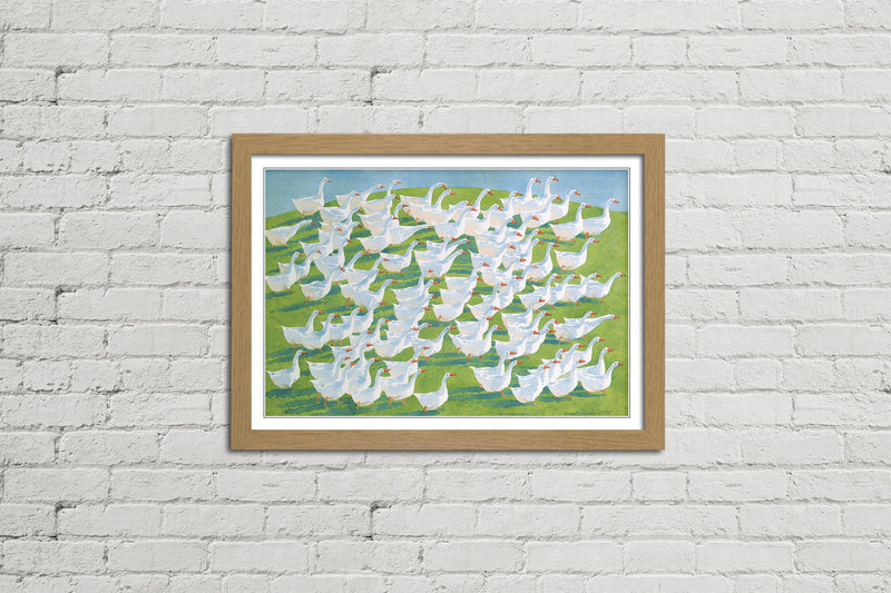 100 Geese - Framed Watercolour Print