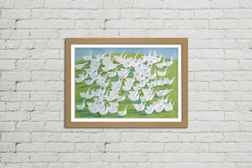 100 Geese - Framed Watercolour Print