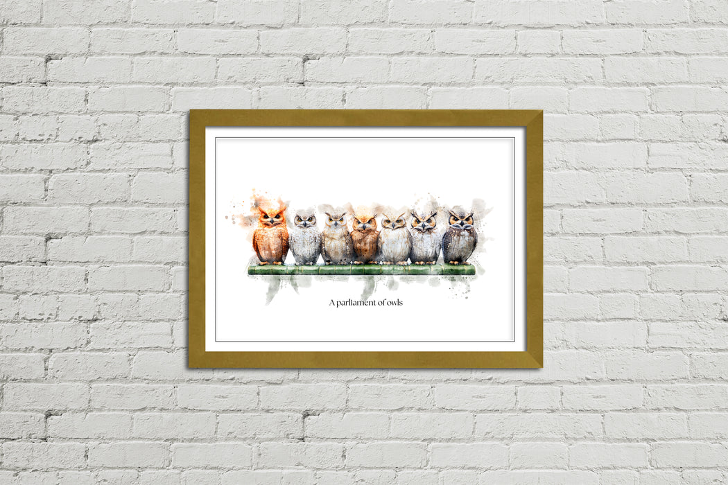 A Parliament of Owls – Framed Wall Art Print