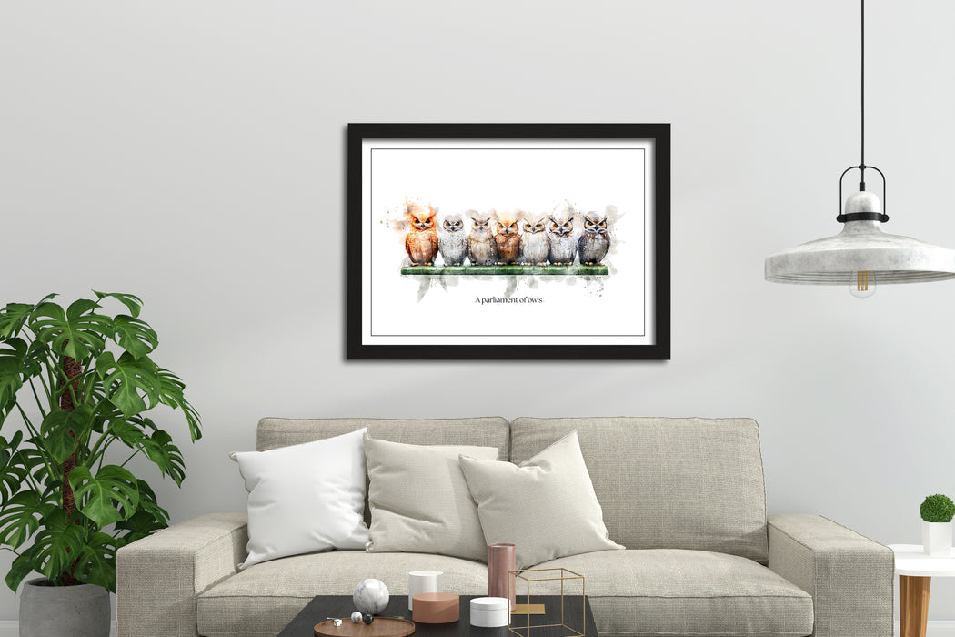 A Parliament of Owls – Framed Wall Art Print