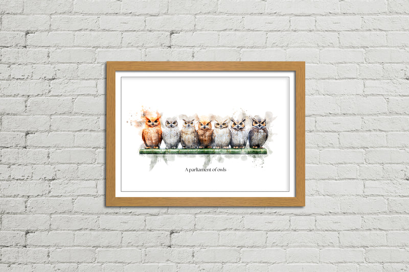 A Parliament of Owls – Framed Wall Art Print