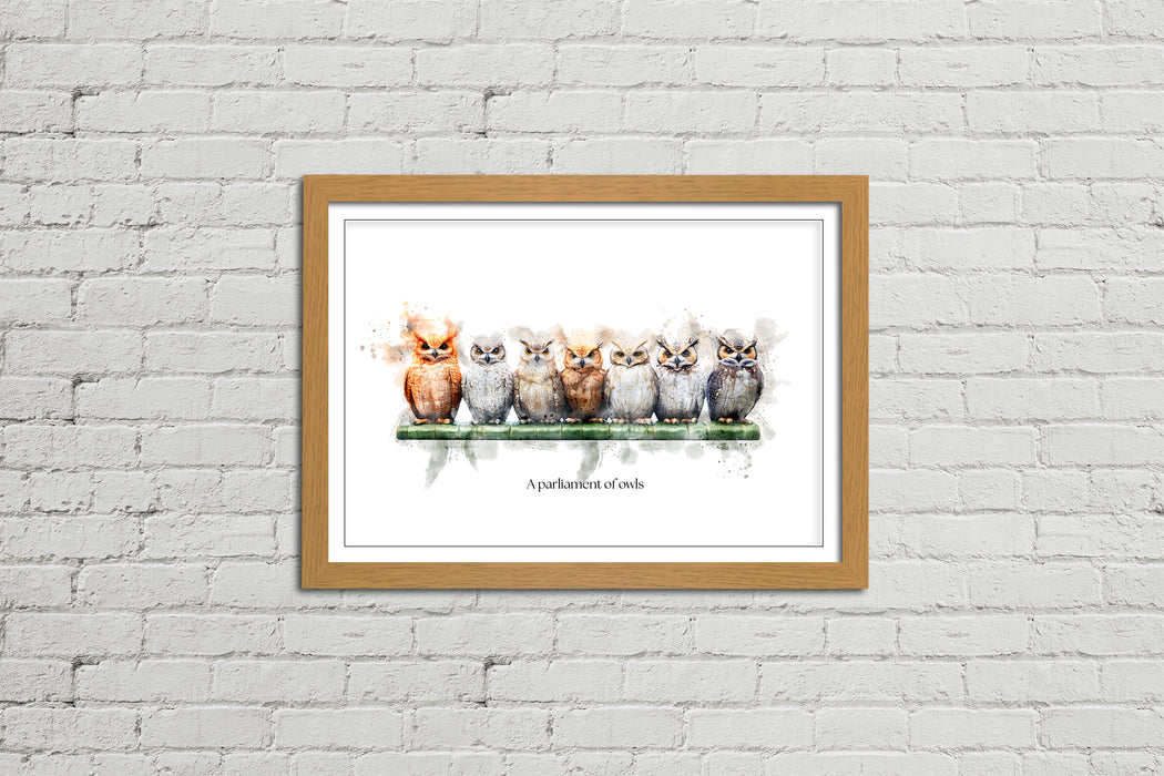 A Parliament of Owls – Framed Wall Art Print