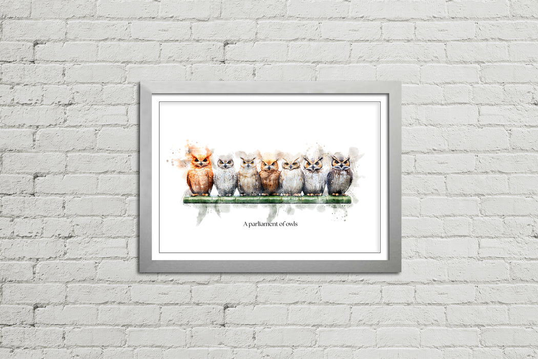 A Parliament of Owls – Framed Wall Art Print