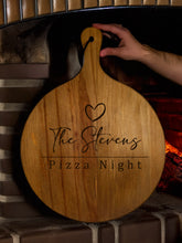 Load image into Gallery viewer, Pizza Serving Board - Heart - personalised with names and text
