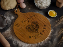 Load image into Gallery viewer, Pizza Serving Board - Pizzeria - Heart - personalised with names
