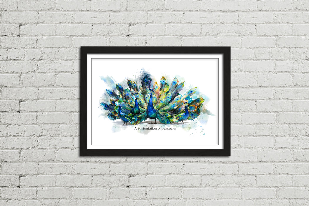 An Ostentation of Peacocks – Framed Wall Art Print